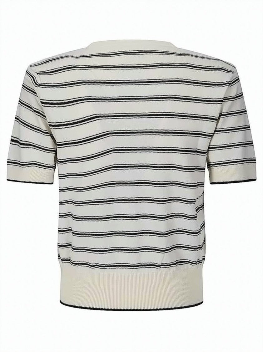 A.P.C. Short-Sleeved Fitted Sweater With Horizontal Stripes