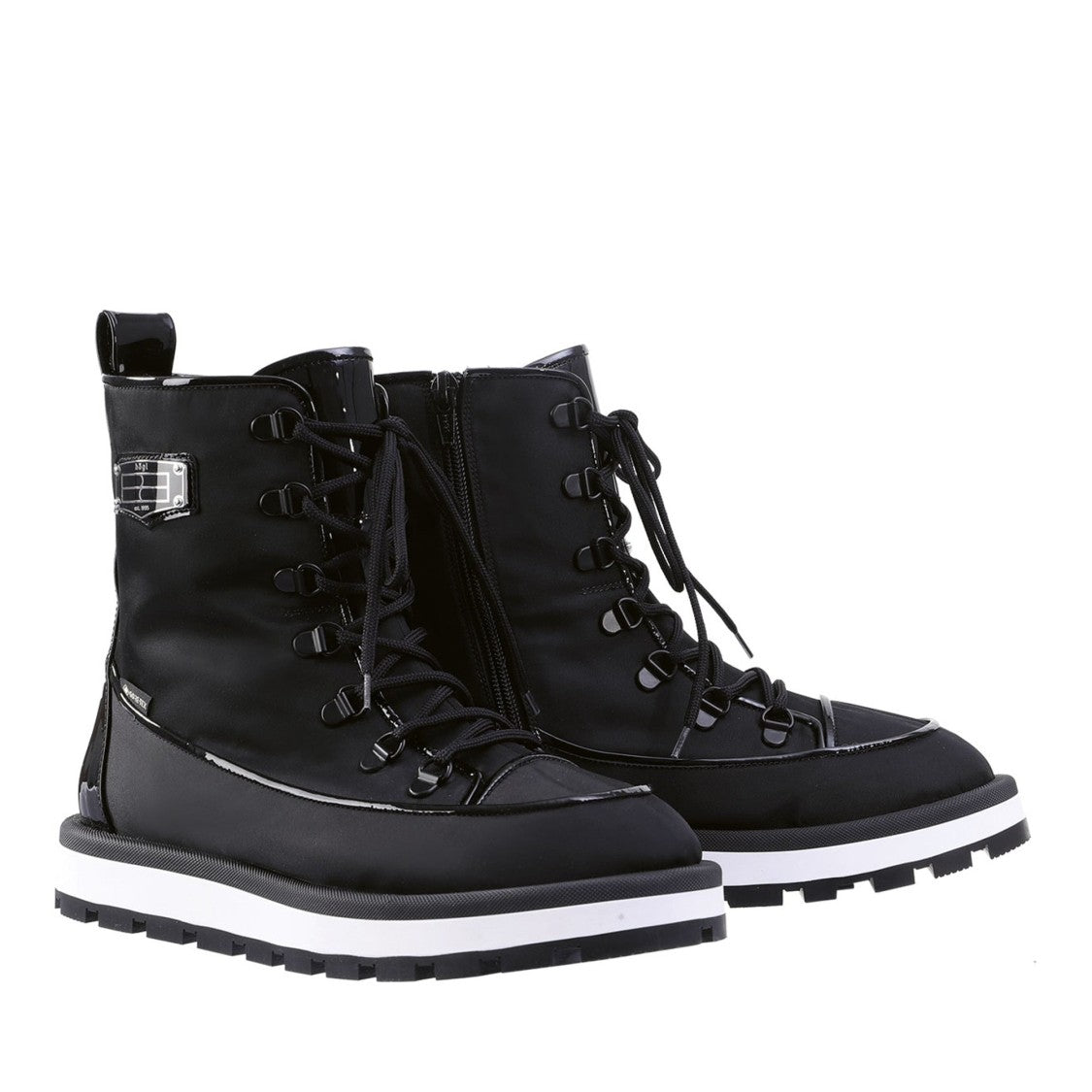 Högl Black Walker Lace-Up Glossy Accents Nylon Ankle Boots