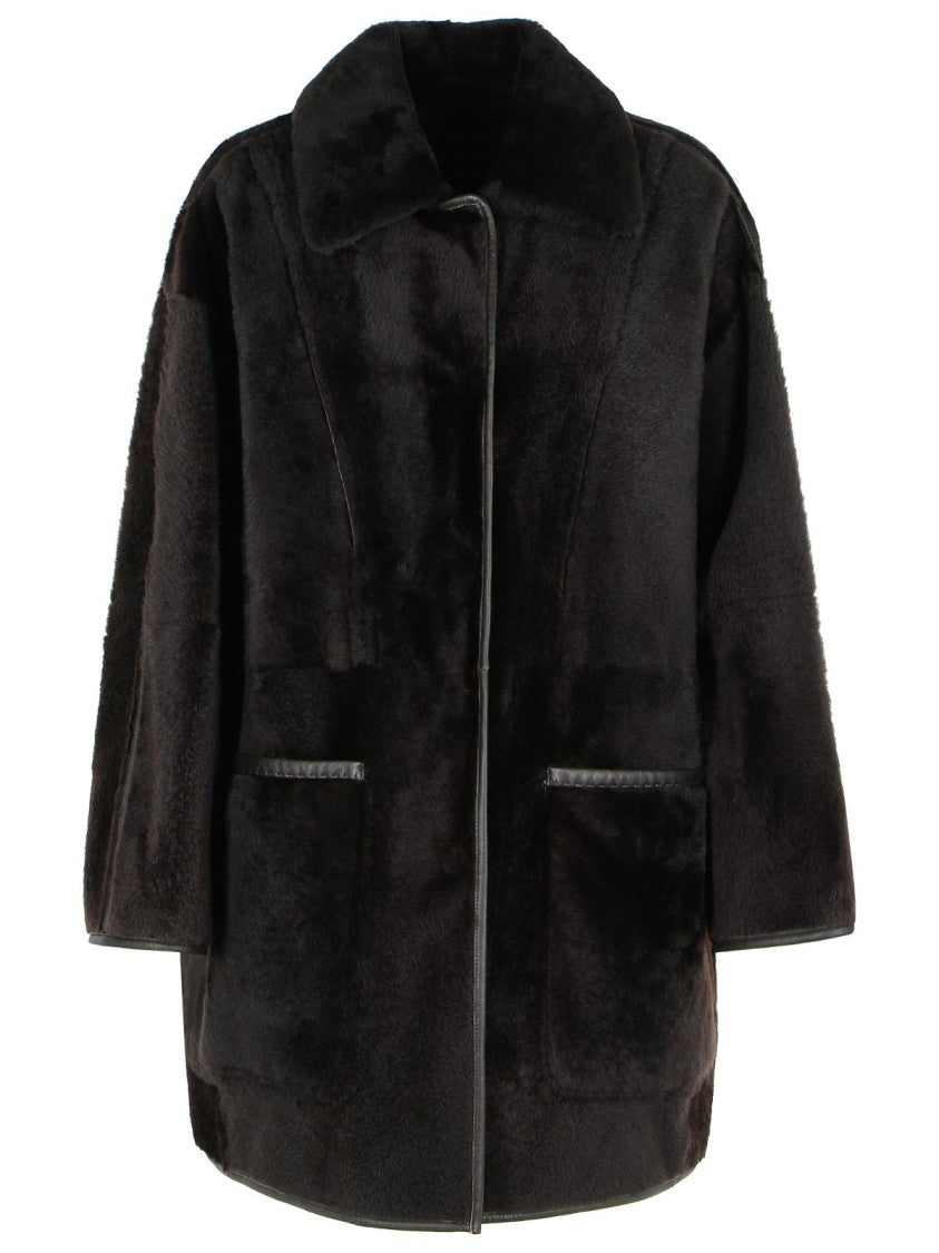 Max Mara Pirenei' Dark Brown Reversible Shirt Jacket