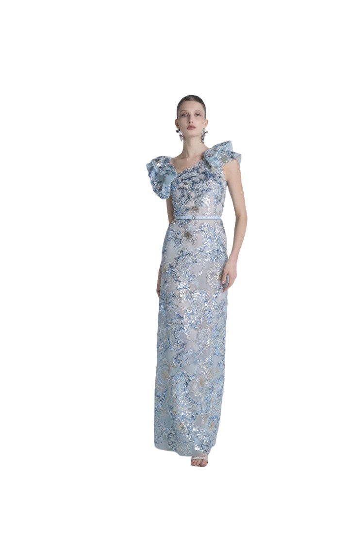 Saiid Kobeisy Embroidered Tulle Ruffled Dress