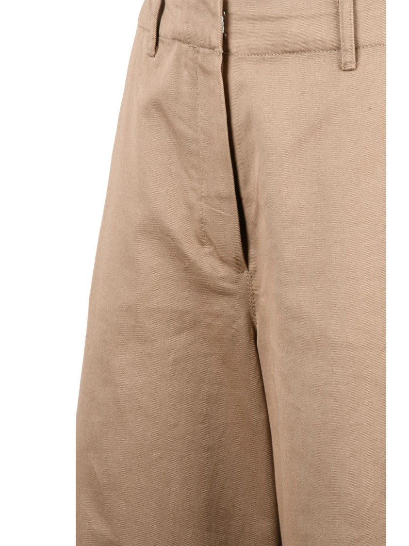 Max Mara Wide-Leg Cotton Trousers With Normal Waist And Zip Closure