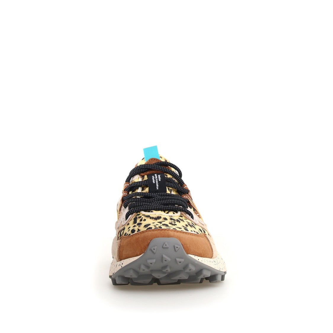 Flower Mountain Brown Suede And Animalier Fabric Yamano Sneakers