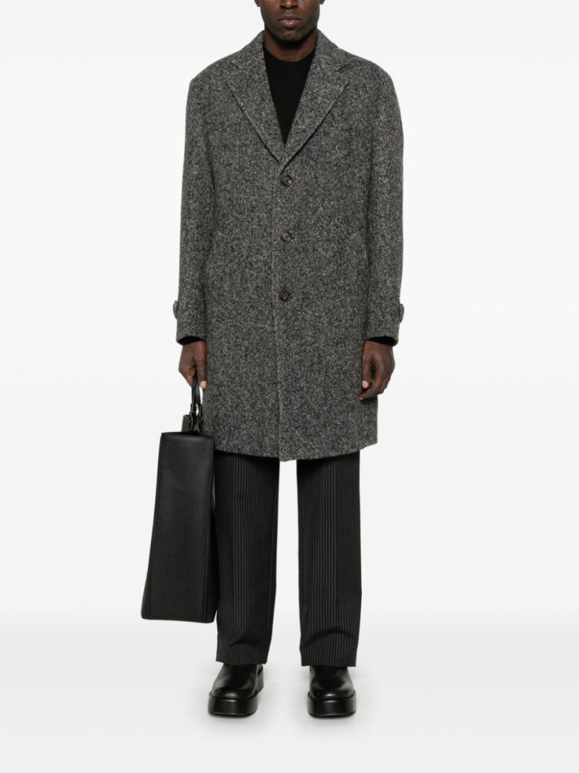 Eleventy Herringbone Coat With Front Button Fastening