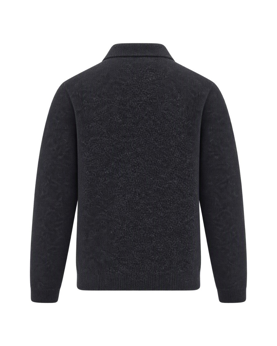 Sunflower Antracite Mohair-Blend Knit Polo Sweater