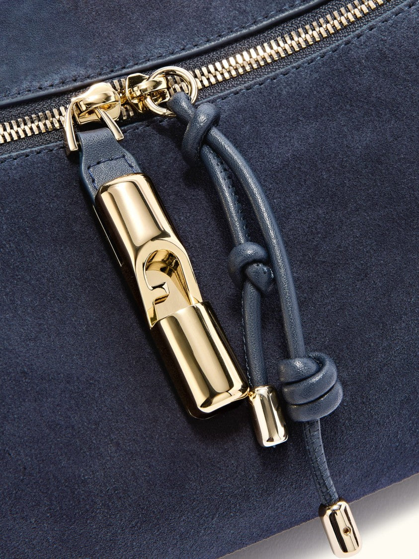 Furla Deep Ocean Blue Debby Mini Suede Bag