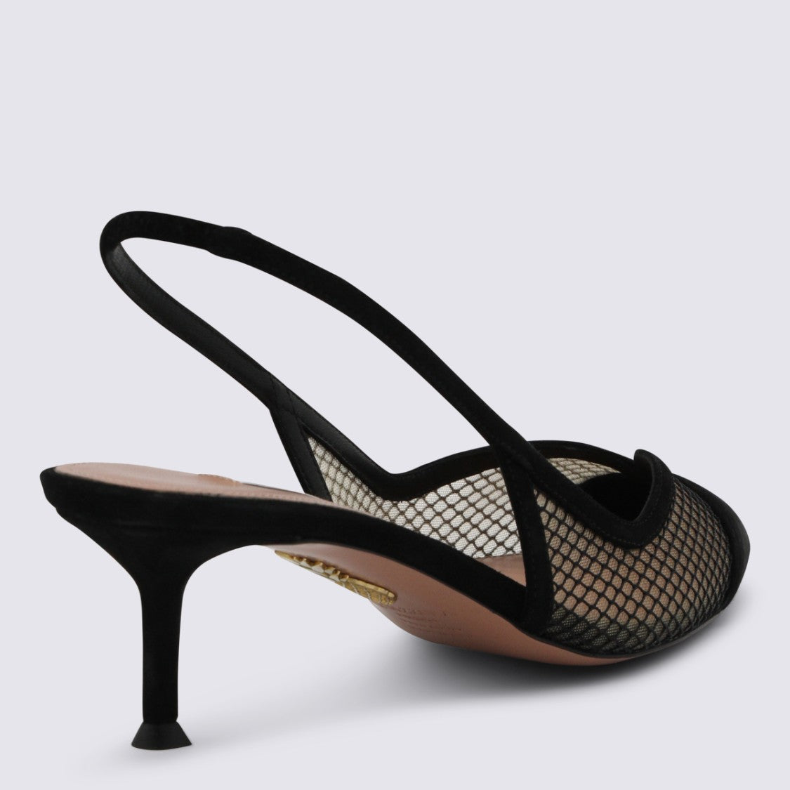 Aquazzura Pointed Toe Slingback Heels With Mesh Upper