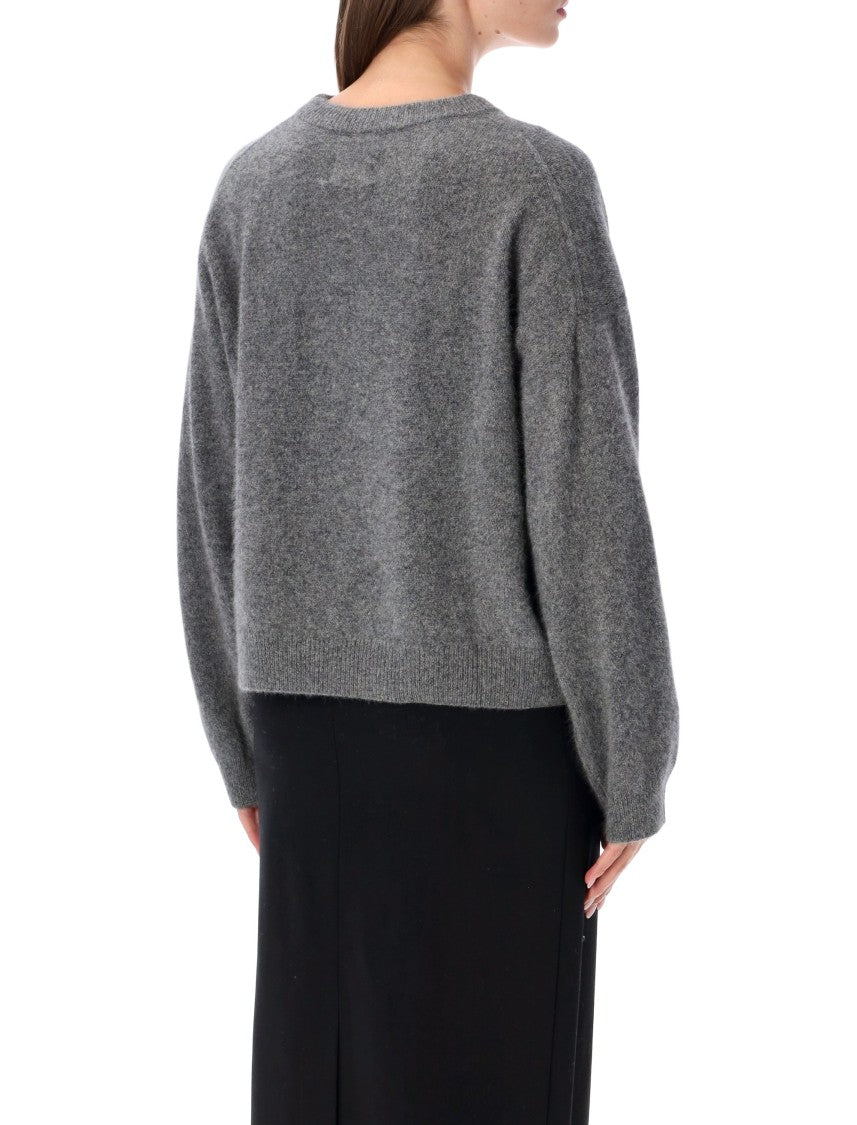 Loulou De Saison Soft Textured Knit Crewneck Sweater With Ribbed Edges