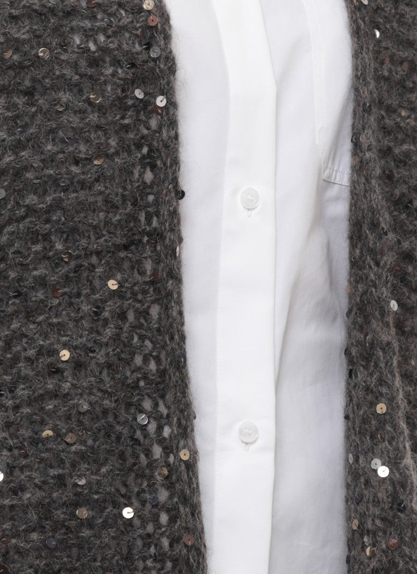 Panicale Open-Front Alpaca Blend Cardigan With Sequined Detail