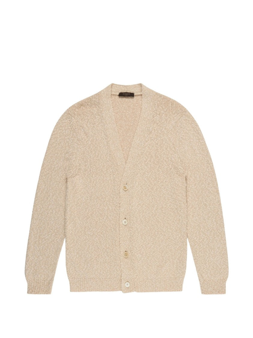 Zanone Neutral Textured Knit Button-Down Cardigan