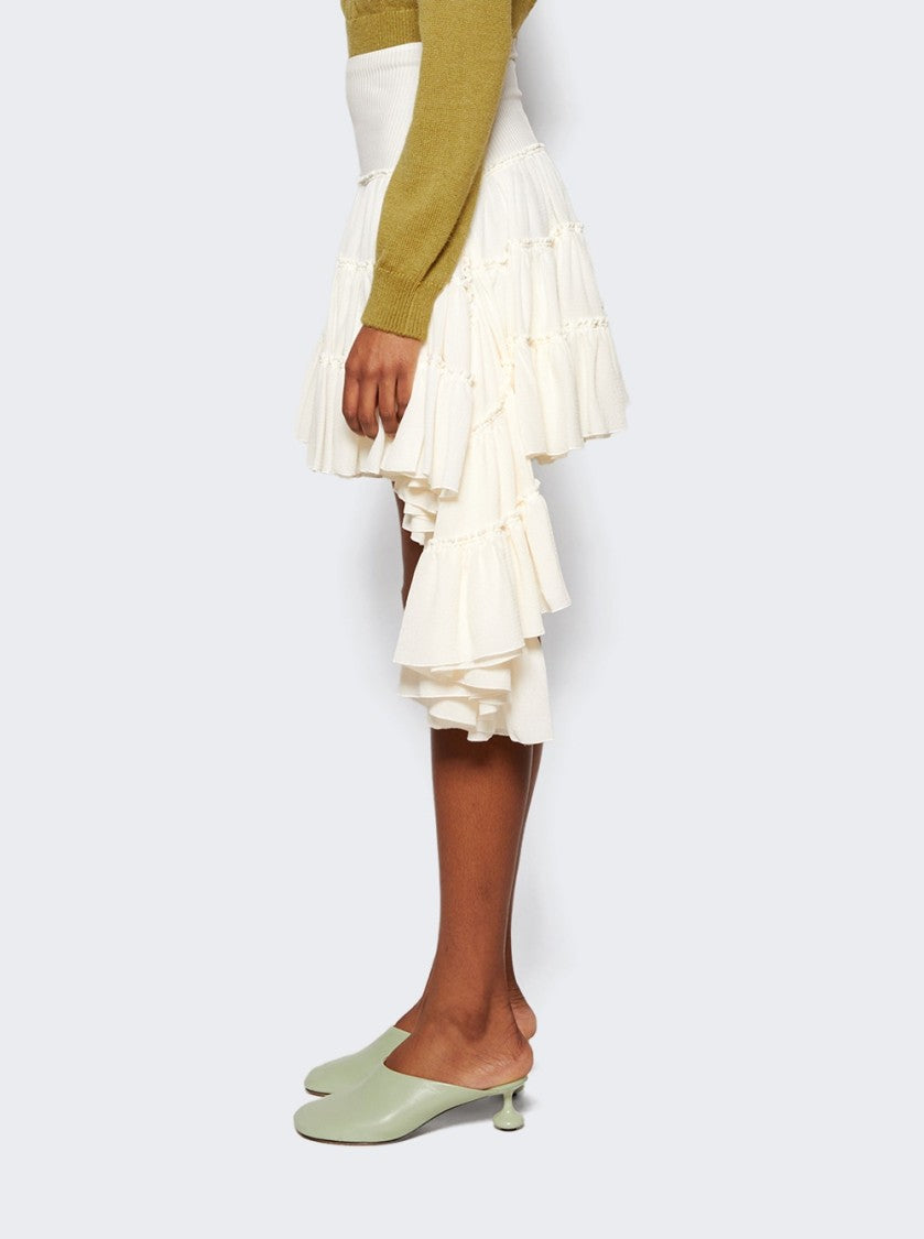 Loewe Asymmetrical Layered Silk Skirt With Ribbed Waistband