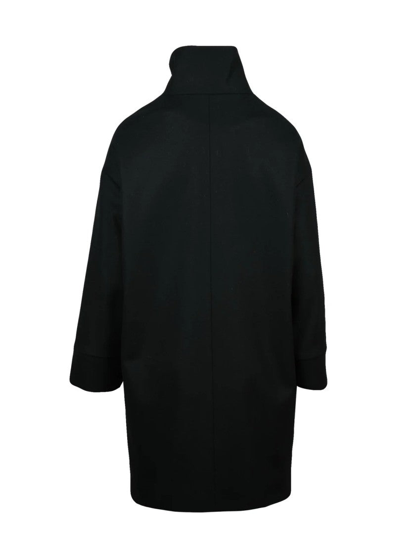 Oliver Horigamy Black Virgin Wool-Blend Coat