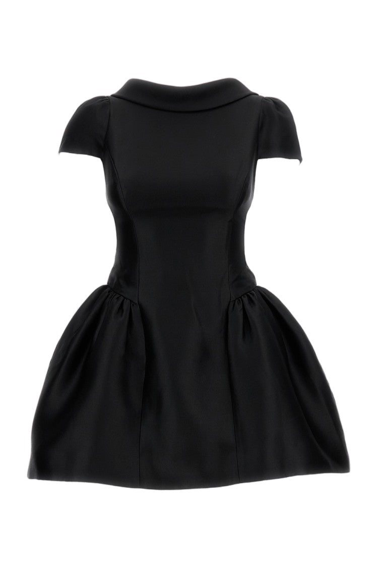 Self-Portrait | Mini Taffeta Dress With Collar in Black | Woman