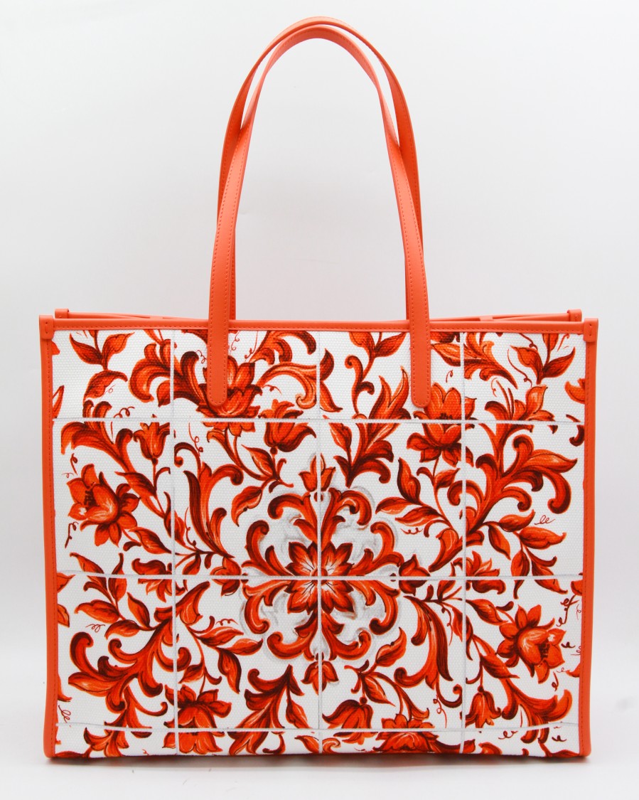 Dolce & Gabbana Floral Baroque Pattern Tote Bag With Gold-Tone Logo