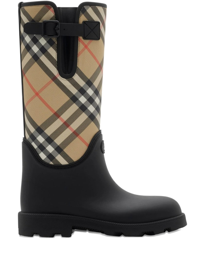 Burberry Black Stivali Alti Rubber Boots