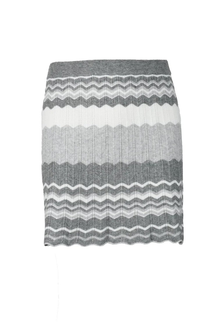 Rocco Ragni Knitted Mini Skirt With Horizontal Zigzag Stripes