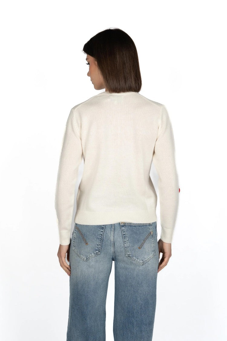 Mc2 Saint Barth Playful White Sweater With Cherry Motifs
