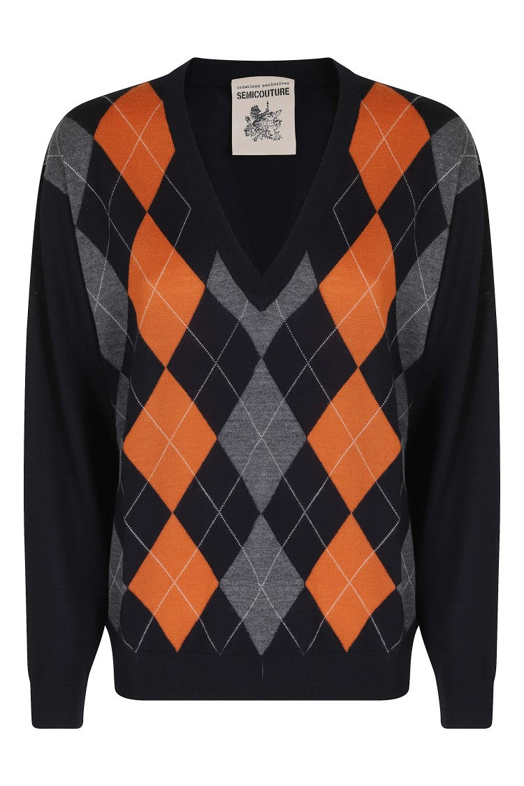 Semi Couture Azalea Diamond-Pattern Sweater In Soft Virgin Wool