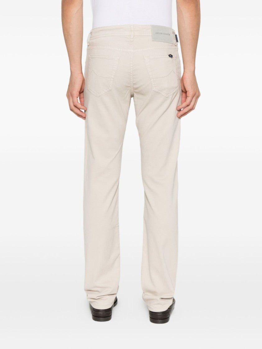 Jacob Cohen Straight-Leg Light Grey Trousers With Five-Pocket Design