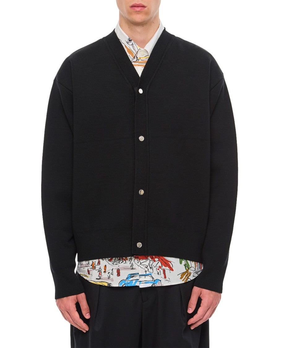 Jacquemus V-Neck Cardigan With Metallic Button Closure And Ribbed Finish