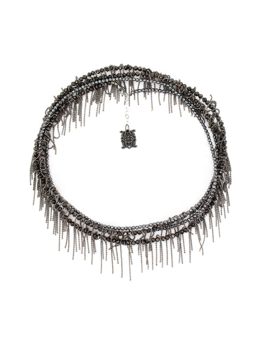 Panicale Layered Metal Necklace With Shiny Bead Design