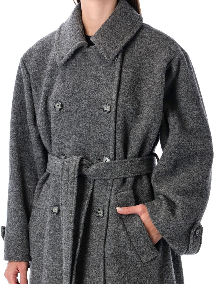 A.P.C. Heather Grey Oversized Wool Lea Coat