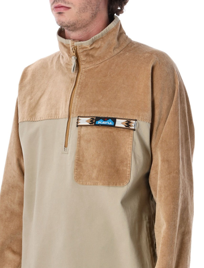 Kavu Half-Zip Pullover With Corduroy Accents And Chest Pocket
