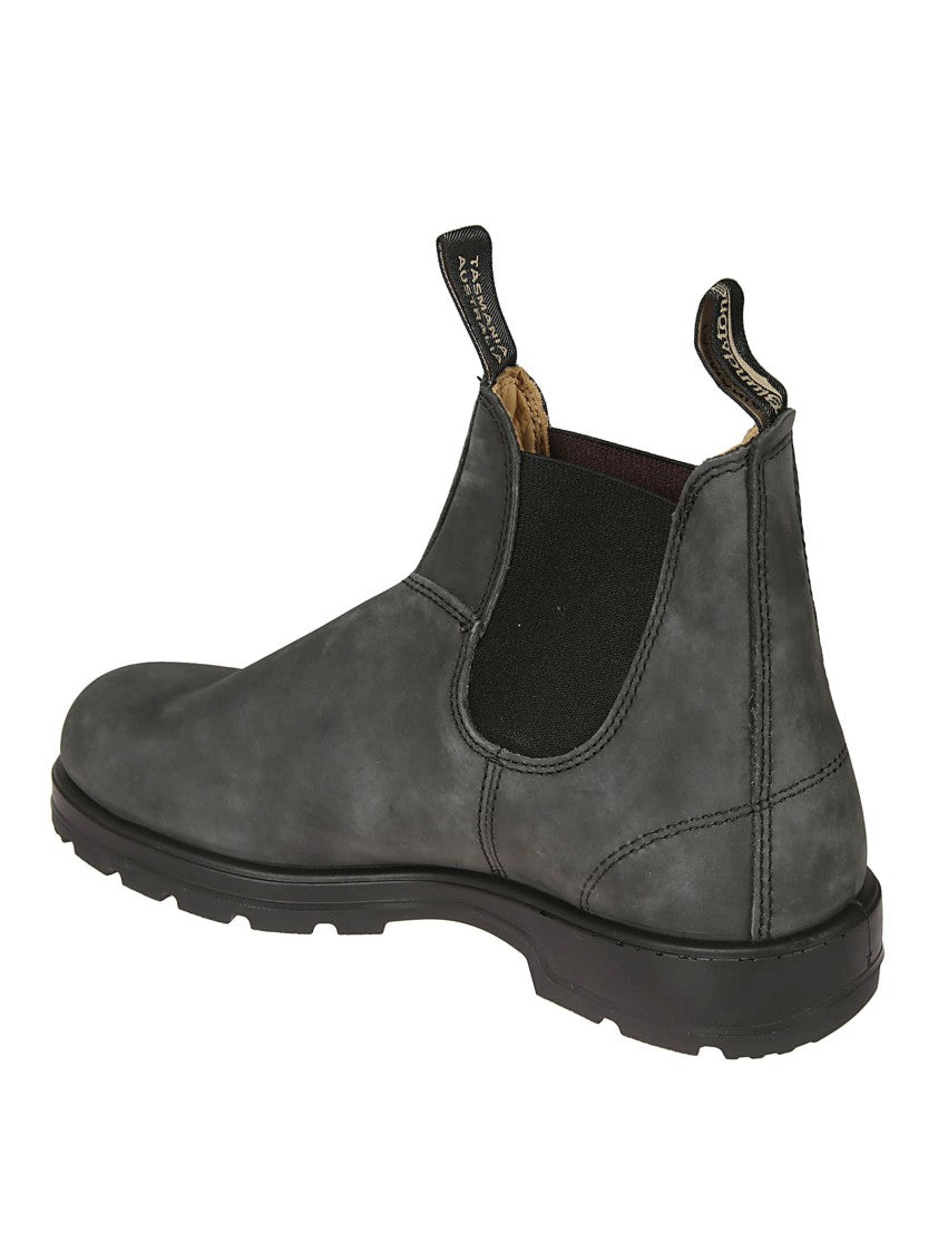 Blundstone Rustic Leather Boots With Elastic Side Panels And Rubber Sole