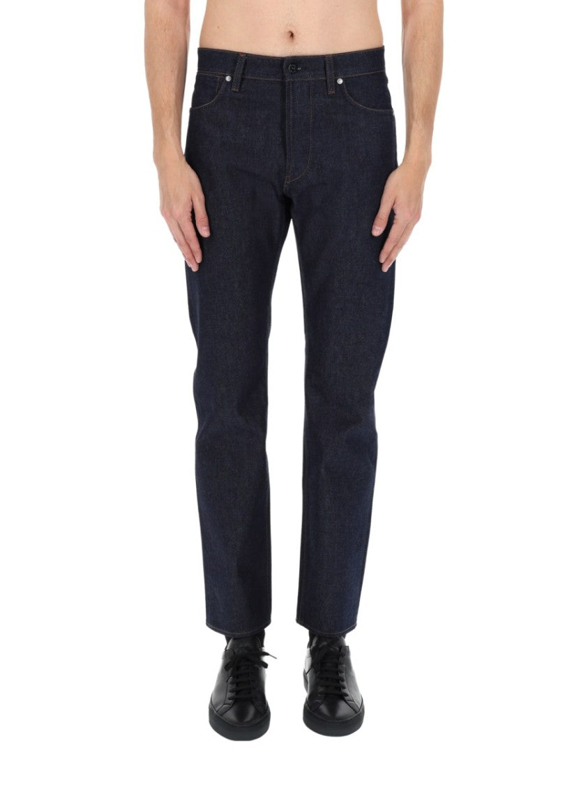 Stone Island Straight-Leg Indigo Contrast Stitching Jeans