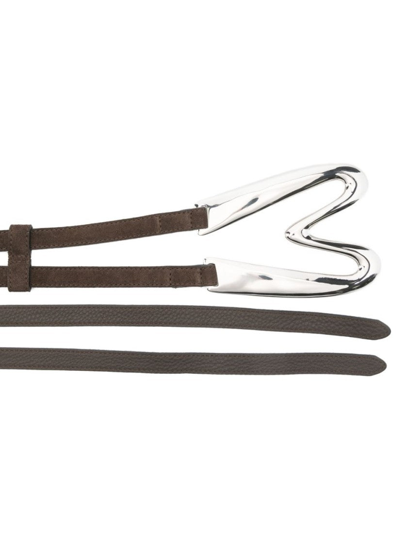 Moschino Chocolate Brown Wrap Design Leather Belt