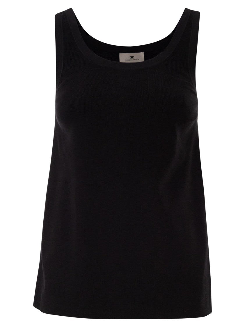 Elisabetta Franchi Shiny Viscose Stripe Sleeveless Knitted Top