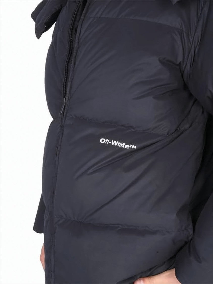 Off-White Quilted High-Collar Down Jacket With Detachable Hood