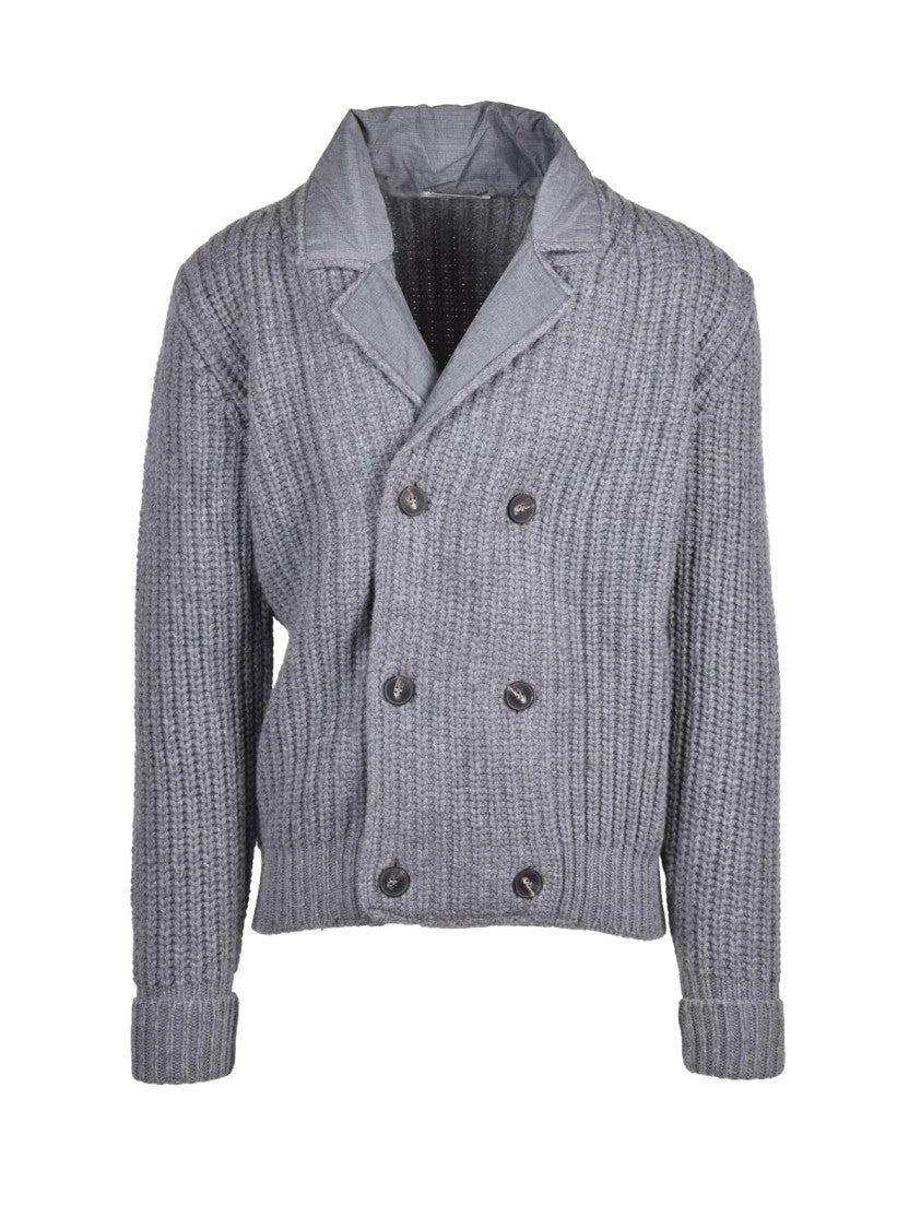 Kangra Double-Breasted Jacket In Extrafine Merino Wool With Textured Knit