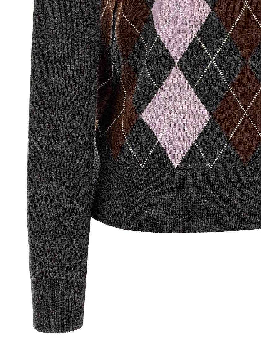 Self-Portrait 'Grey Argyle Lightweight' Sweater