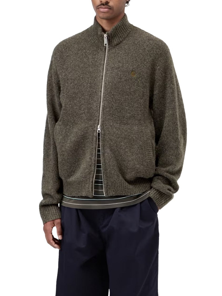 Carhartt Wip Textured Knit Sweater Jacket With Stand Collar And Zipper