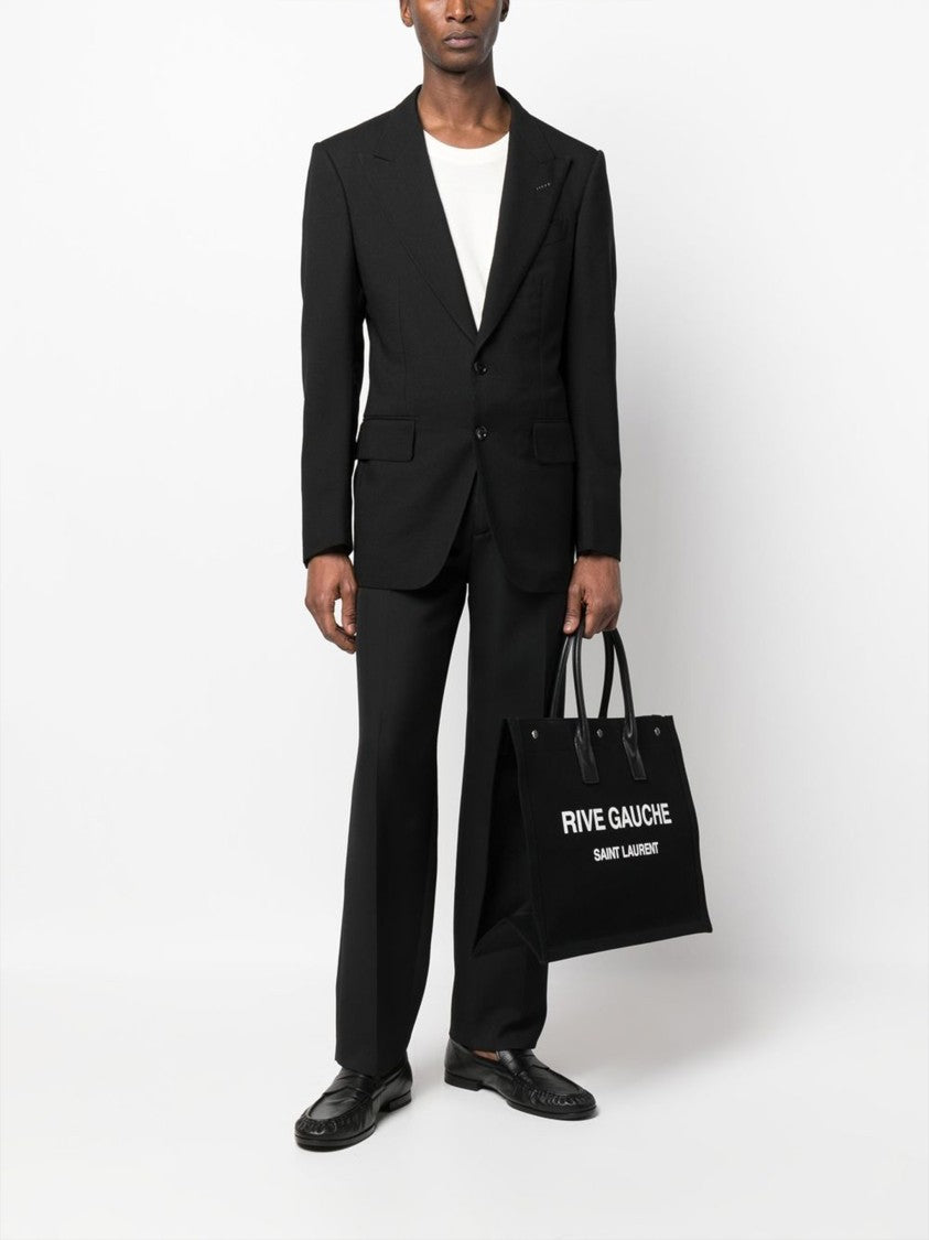 Saint Laurent Black Tote Rectangular Leather Tote