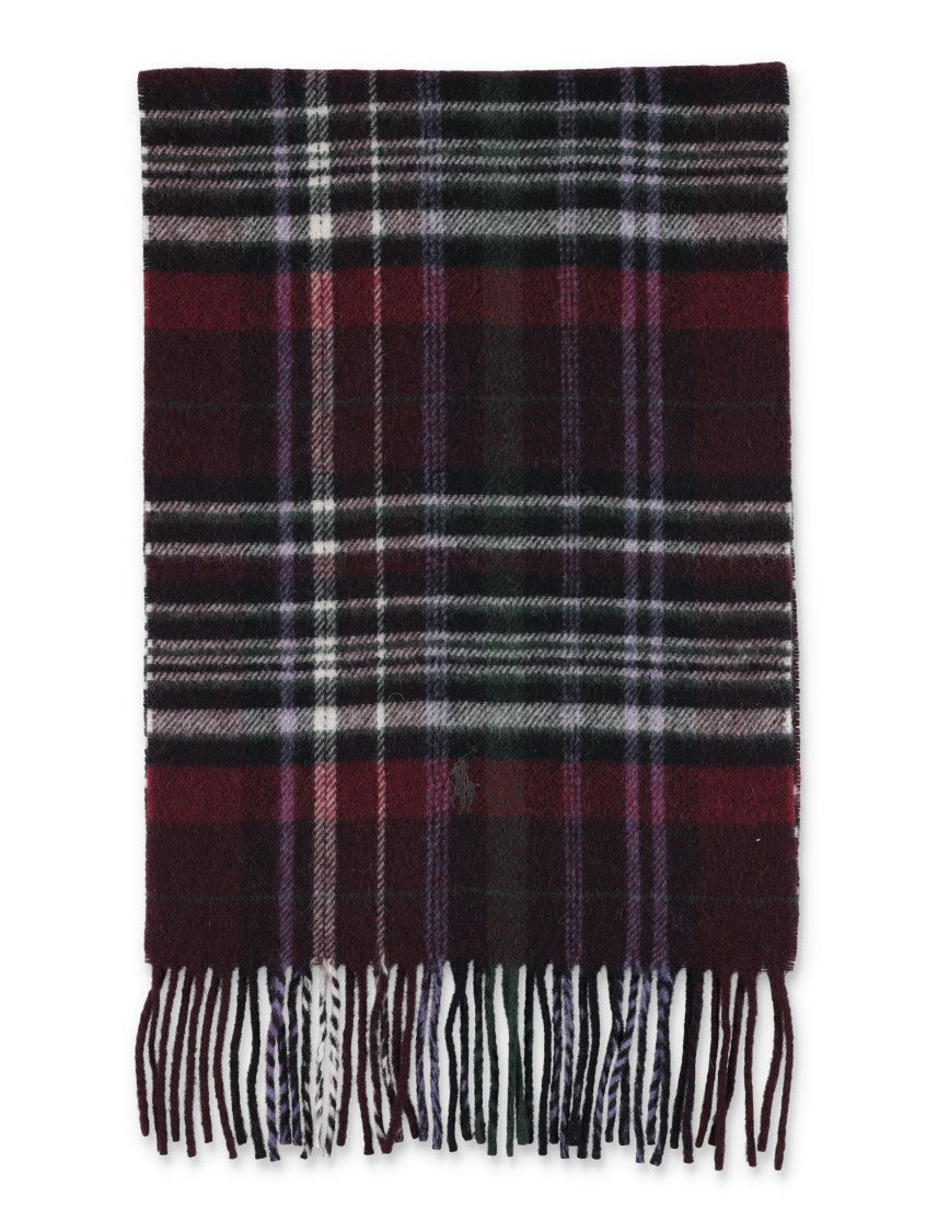 Polo Ralph Lauren Classic Check Scarf In Deep Burgundy