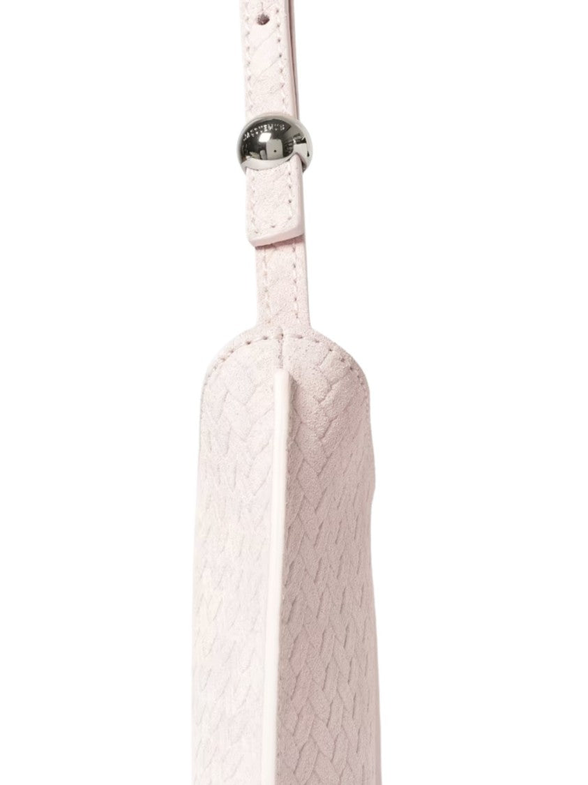 Jacquemus Pink Front Logo Woven Leather Shoulder Bag