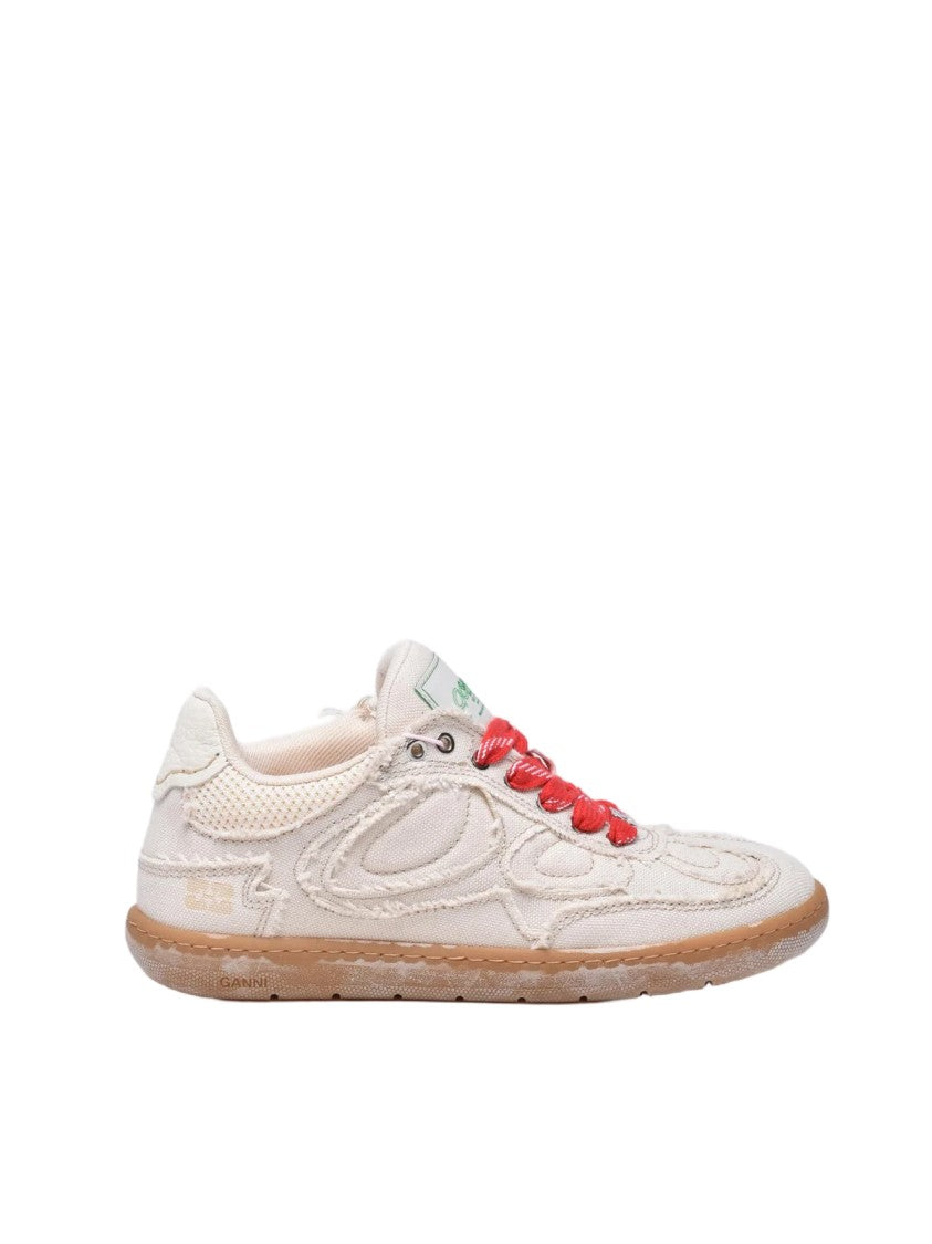 Ganni White Polyester Canvas Sneakers