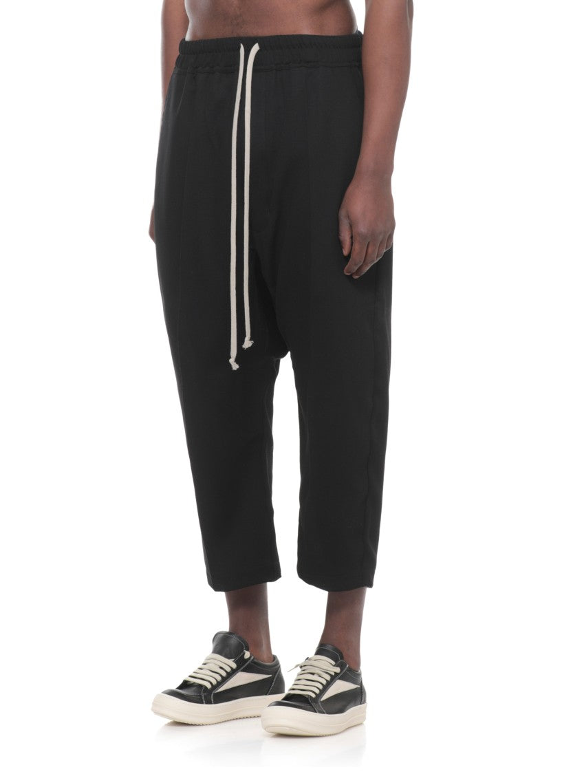Rick Owens Black Wool Drawstring Formal Pants