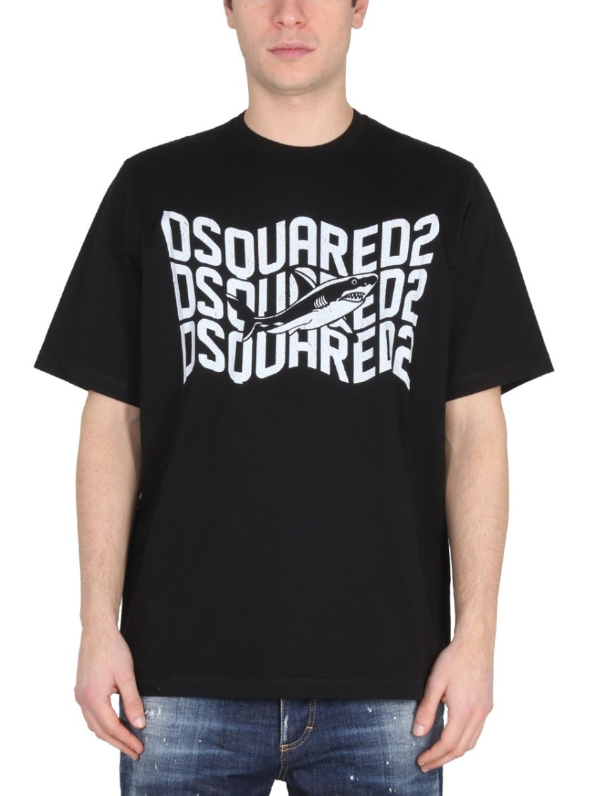 Dsquared2 Shark Motif Logo Print T-Shirt