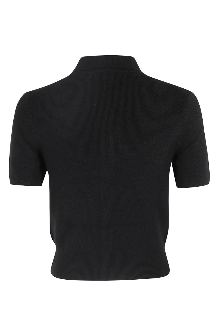 T By Alexander Wang Short-Sleeve Cardigan With Classic Collar And Button Closure