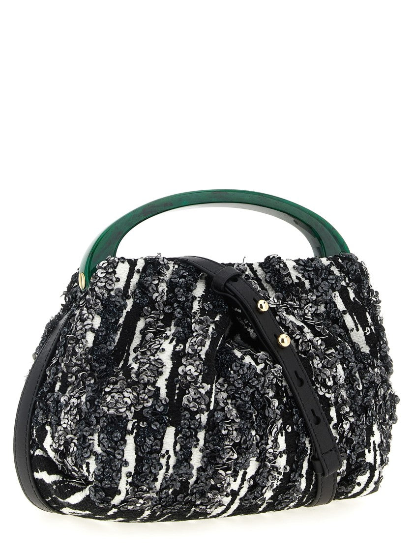 Dries Van Noten "W.L." Two-Tone Pleated Jacquard Handbag