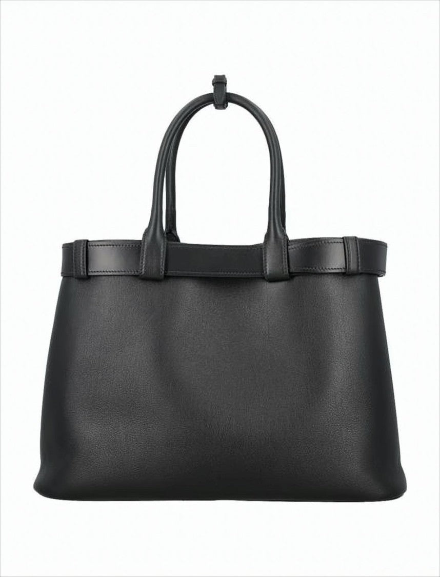 Prada Structured Black Calf Leather Tote Bag