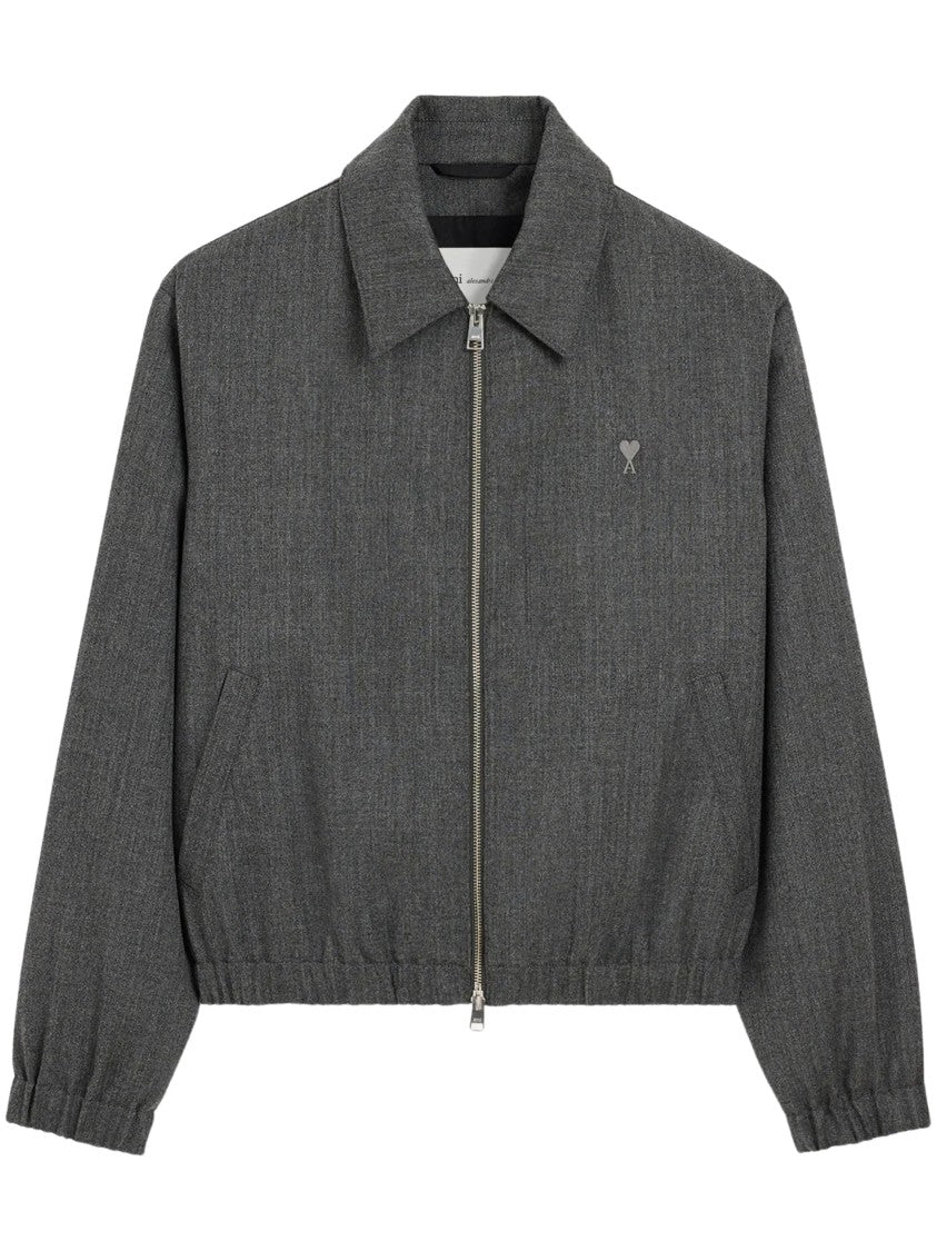 Ami Paris Grey Ami De Cœur Wool Jacket