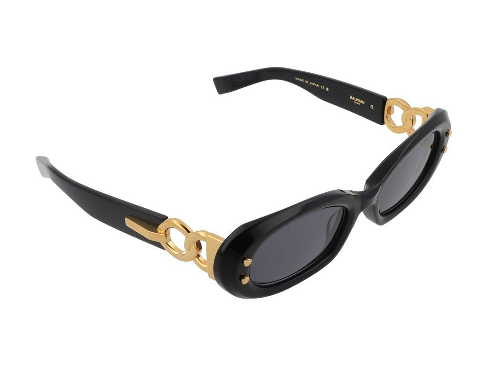 Balmain Black Imperial Ii Acetate Rectangular Sunglasses