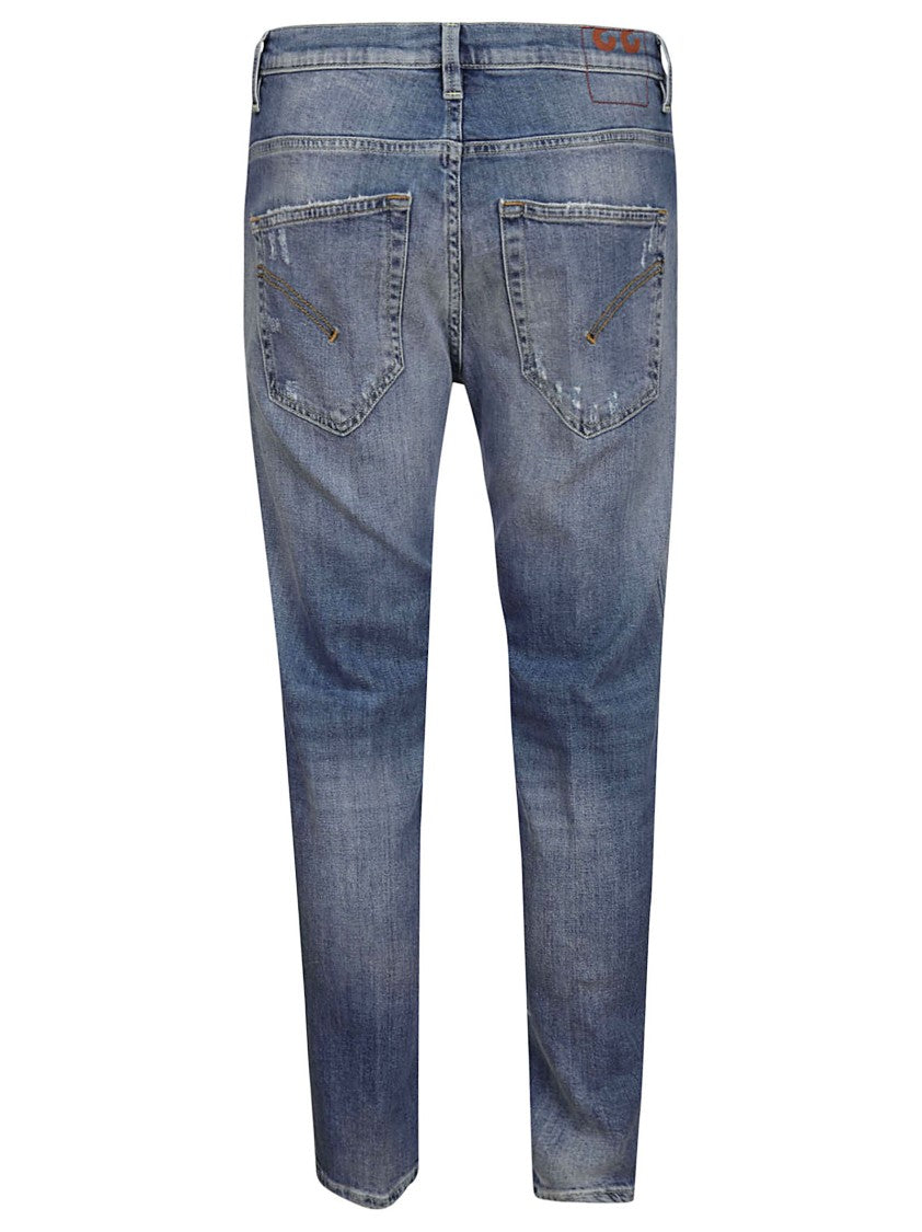 Dondup Carrot Fit Jeans With Distressed Medium Wash
