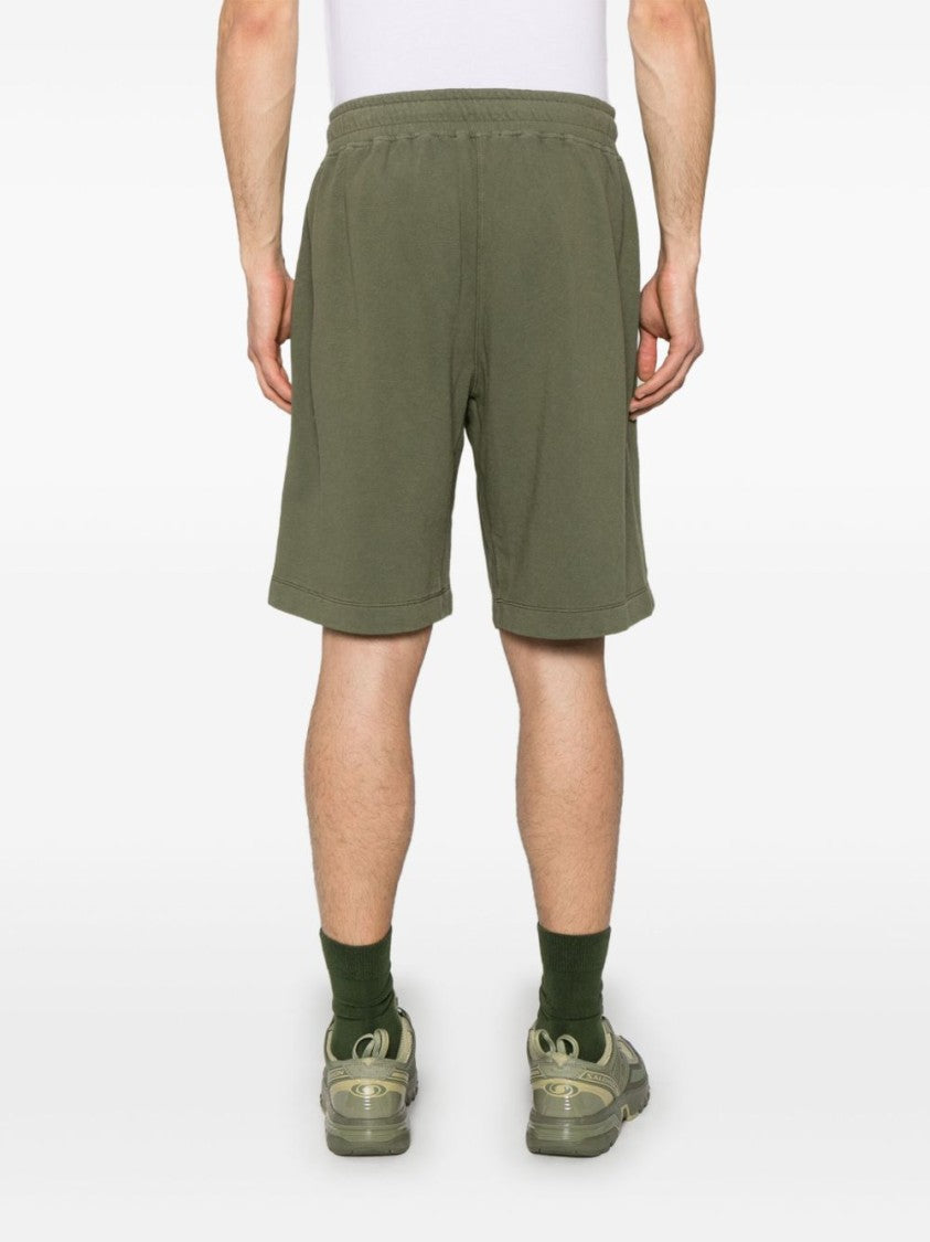 C.P. Company Thyme Green Cotton Shorts With Lens Detail