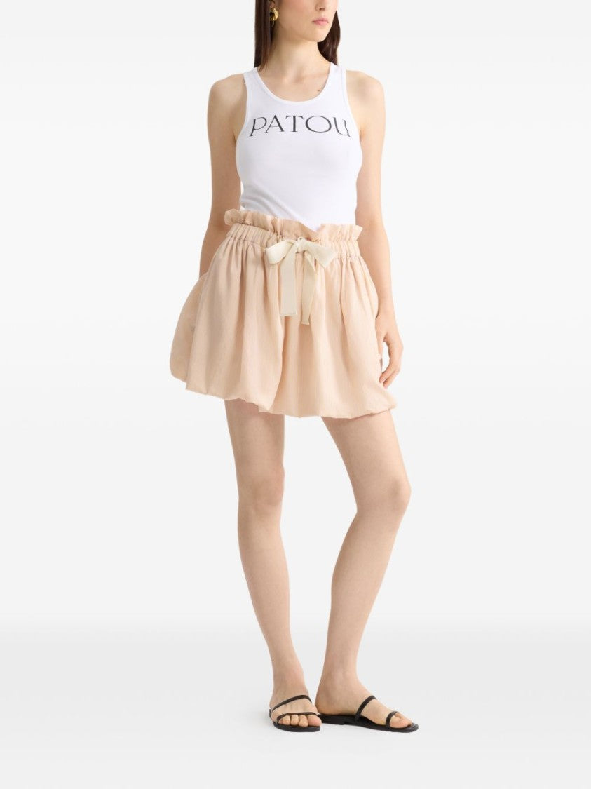 Patou Black Gathered Ruffled Waistband Bow Skirt