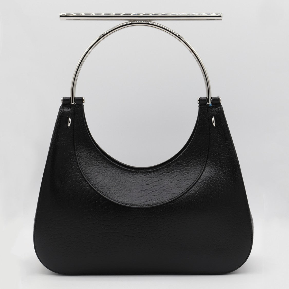 Alexander Mcqueen Sleek Handbag With Circular Metal Handle And Minimalist Design