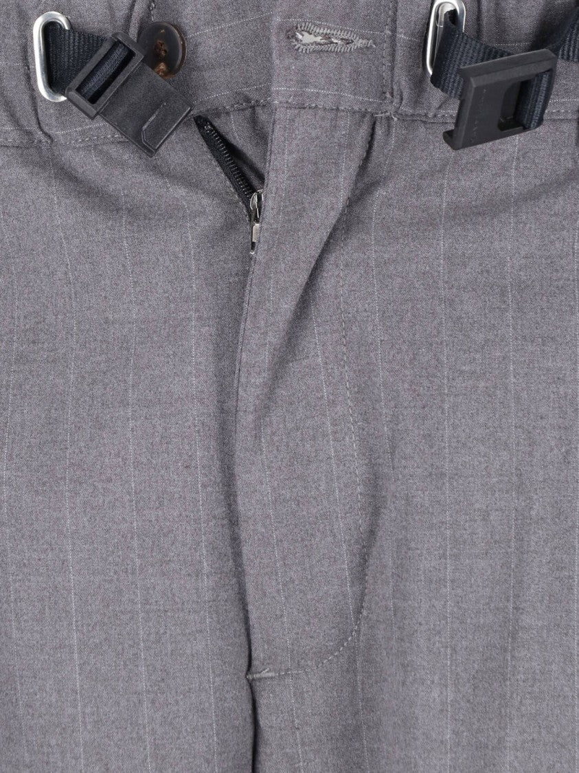 White Sand Grey Belted Straight-Leg Pants